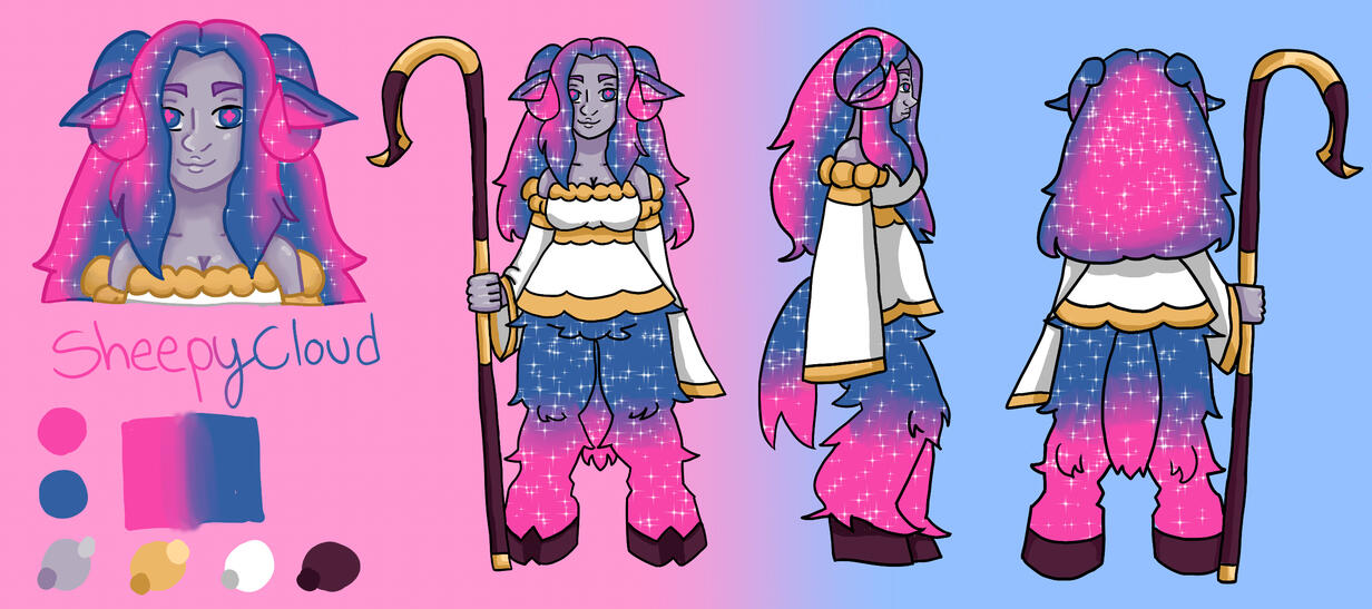 VTuber Reference - Digitally drawn and colored. Reference sheet for the VTuber that is Sheepy.